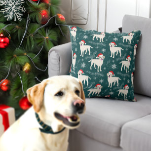 Coussin Le Labrador jaune se remet à Noël des neiges