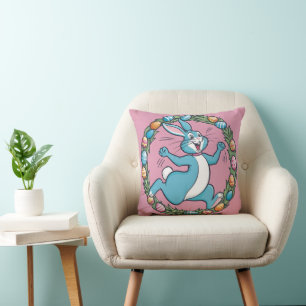 Coussin Le lapin dansant de la prairie de Pâques