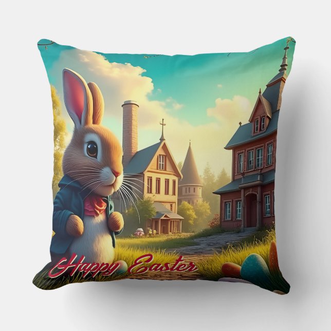 Coussin Le lapin de Pâques en mission secrète (Recto)