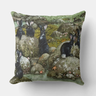 Coussin Le lapin noir de Hy-Brasil