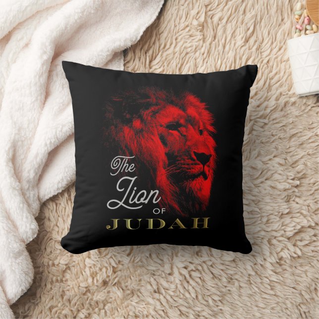 Coussin Le Lion de Juda Black Red Gold Christian (Couverture)