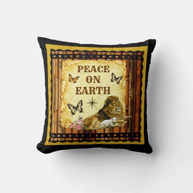 Coussin Le lion fixe avec l'agneau (Recto)