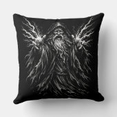 Coussin Le Magicien Étudiant le Grimoire — par BurnsInHell (Verso)