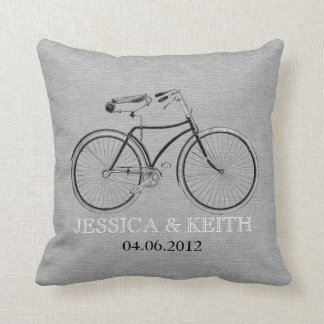 Coussin Le mariage vintage de bicyclette appelle la toile
