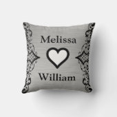 Coussin Le marié gris noir de jeune mariée appelle le (Verso)