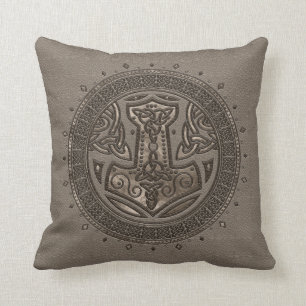 Coussin Le marteau du cuir et de l'or beiges de Thor