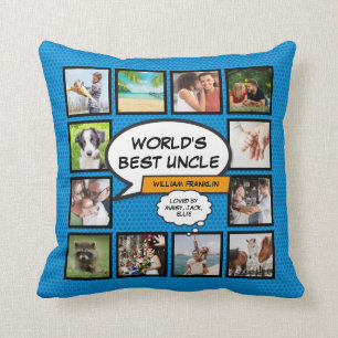 Coussin Le meilleur Cool d'oncle du monde en photo-collage