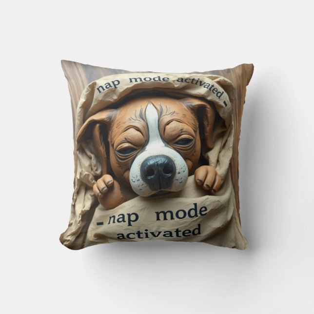Coussin Le mode de sieste de chien activé est un design mi (Recto)