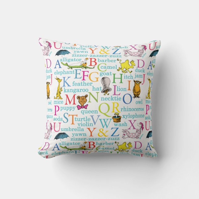 Coussin Le modèle ABC de Dr Seuss avec des mots (Recto)