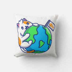 Coussin Le monde à tes pattes mignonne