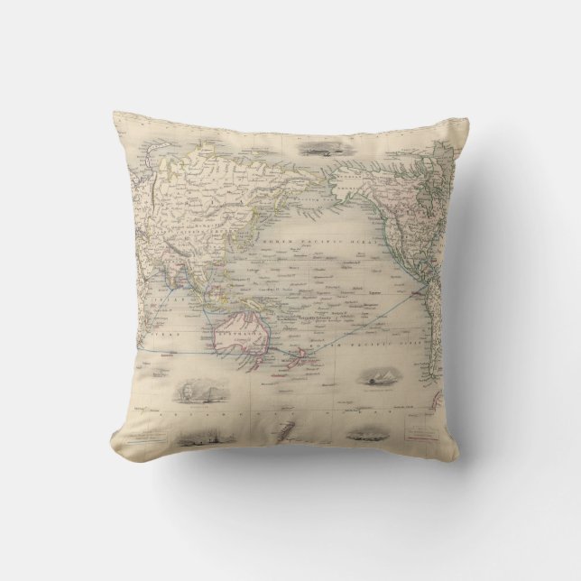Coussin Le monde sur la projection de Mercator (Recto)