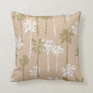 Coussin Le Motif Beach Green et White Palm Tree