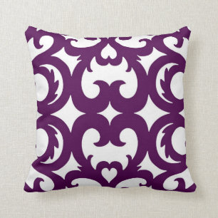Coussin Le Motif de défilement du coeur à la prune