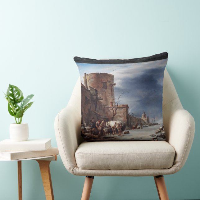 Coussin Le Mur de la ville de Haarlem en hiver (Chaise)