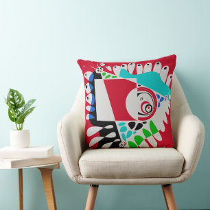 Coussin Le nid d’oiseaux - Crimson Red Grey