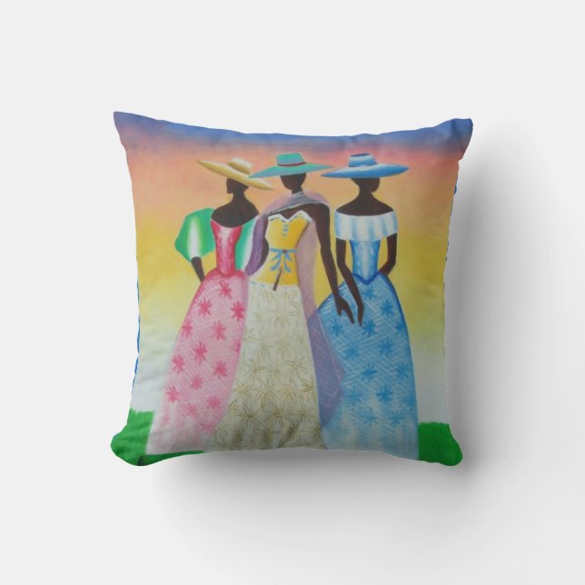 Coussin Le noir est beau carreau africain d'art (Recto)