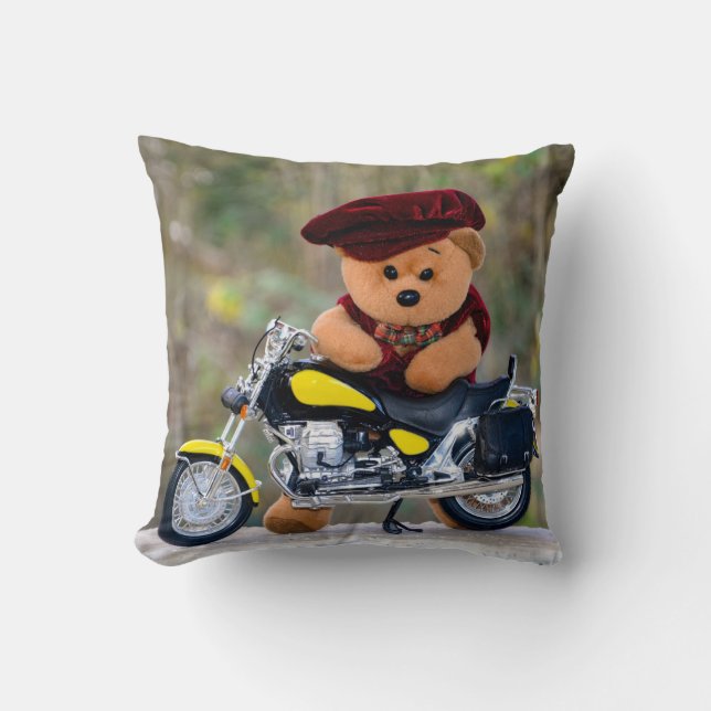 Coussin Le nounours motard rigolo  - (Recto)
