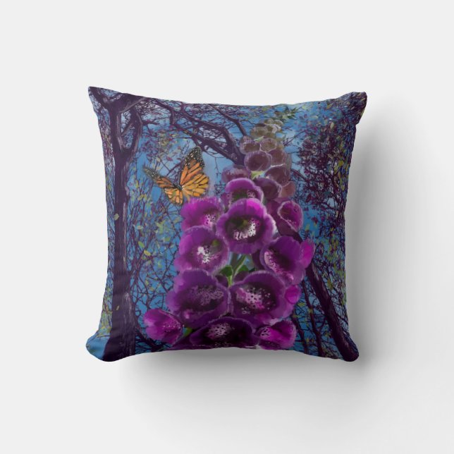 Coussin Le papillon et le foxglove (Recto)