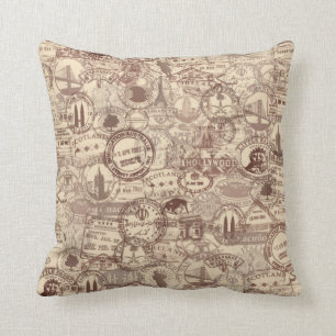 Coussin Le passeport vintage emboutit le carreau
