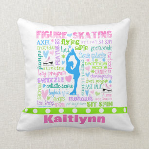 Coussin Le patineur artistique en pastel personnalisé