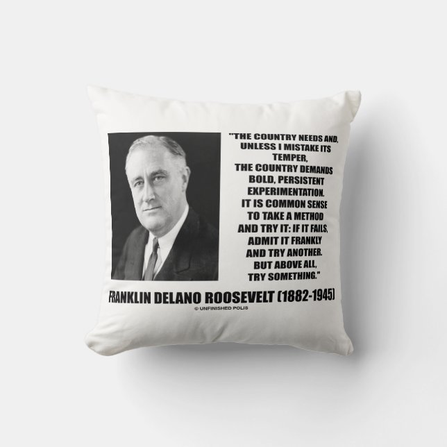 Coussin Le Pays FDR A Besoin D'Expérimentation Persistante (Recto)