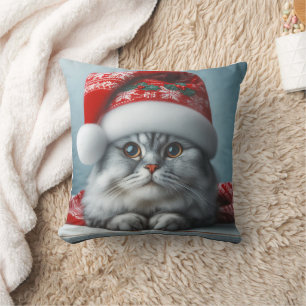 Coussin Le Père Claws arrive en ville - Chat Kitty festif