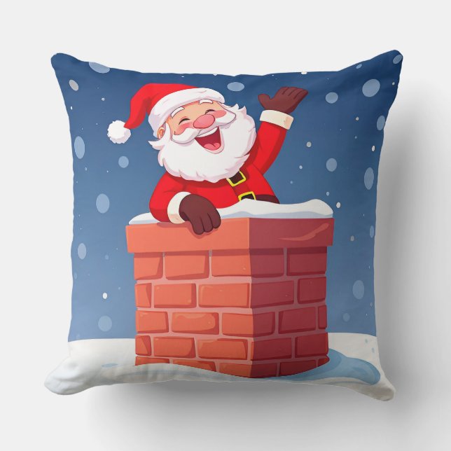 Coussin Le Père Noël agite joyeusement à Chimney (Recto)