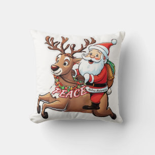 Coussin Le Père Noël avec des cadeaux de paix
