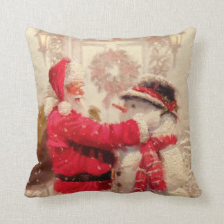 Coussin Le père noël et Noël de bonhomme de neige