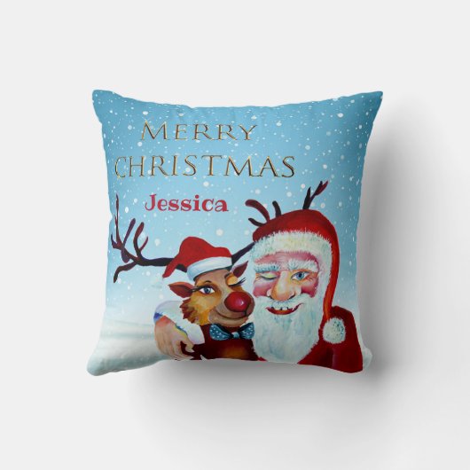 Coussin Le Père Noël Magique Traditionnel Sourire Rudolf (Verso)