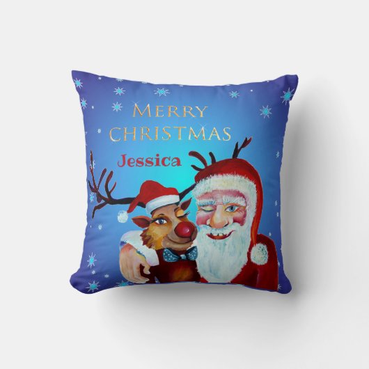 Coussin Le Père Noël Magique Traditionnel Sourire Rudolf (Recto)