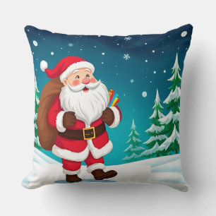Coussin Le Père Noël marche joliment en hiver