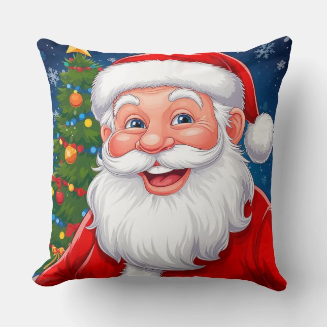 Coussin Le Père Noël souriant en Casquette rouge (Recto)
