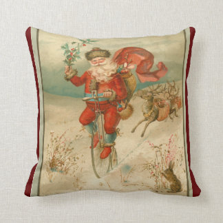 Coussin Le Père Noël victorien à vélo à grande roue