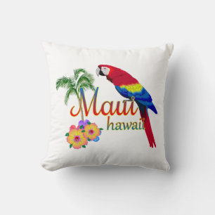 Coussin Le perroquet de l'île tropicale de Maui Hawaii