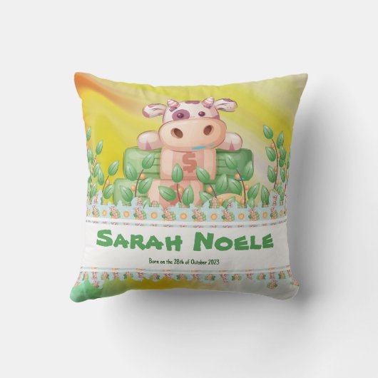 Coussin Le petit Vache Adventuristic avec texte modifiable (Verso)