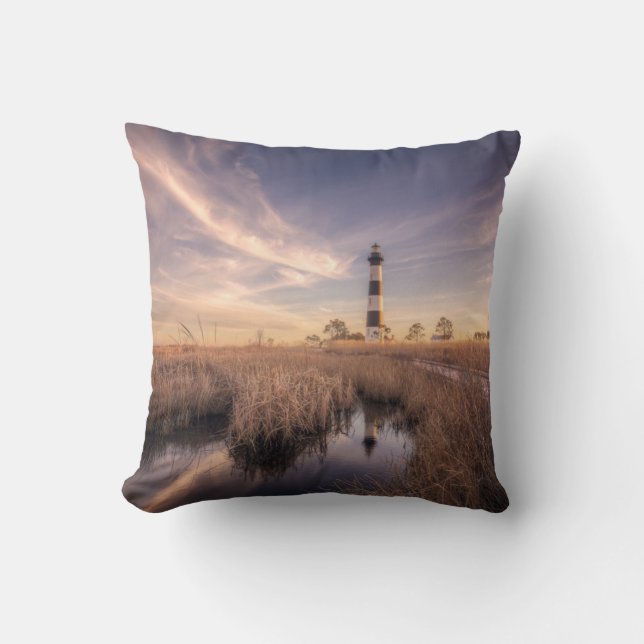 Coussin Le phare d'île de Bodie au coucher du soleil (Recto)