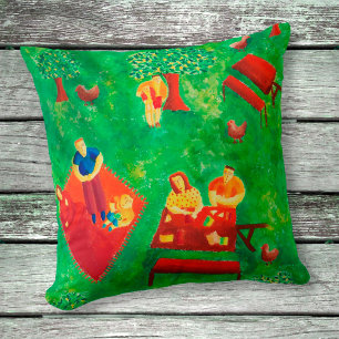 Coussin Le Pique-Nique Art Contemporain Peinture Acrylique