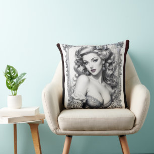 Coussin Le plaisir est mon nom moyen AI Concept Art par Xz