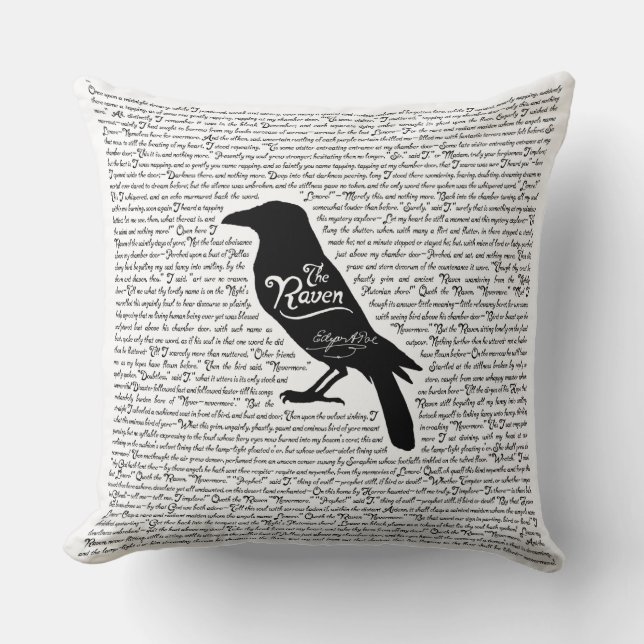 Coussin Le poème complet de Raven par Edgar Allan Poe (Recto)