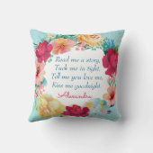 Coussin Le poème floral de l'enfant doux bonne nuit (Verso)