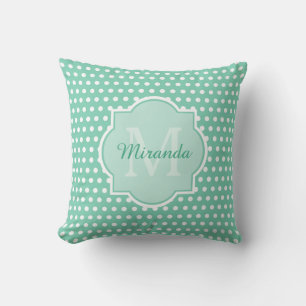 Coussin Le pois snob monnaye le monogramme et le nom verts