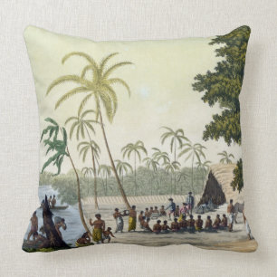 Coussin Le port chez Anamooka, plaquent 82 de 'Le Costume
