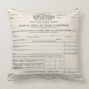 Coussin Le premier formulaire d'impôt sur le revenu des Ét