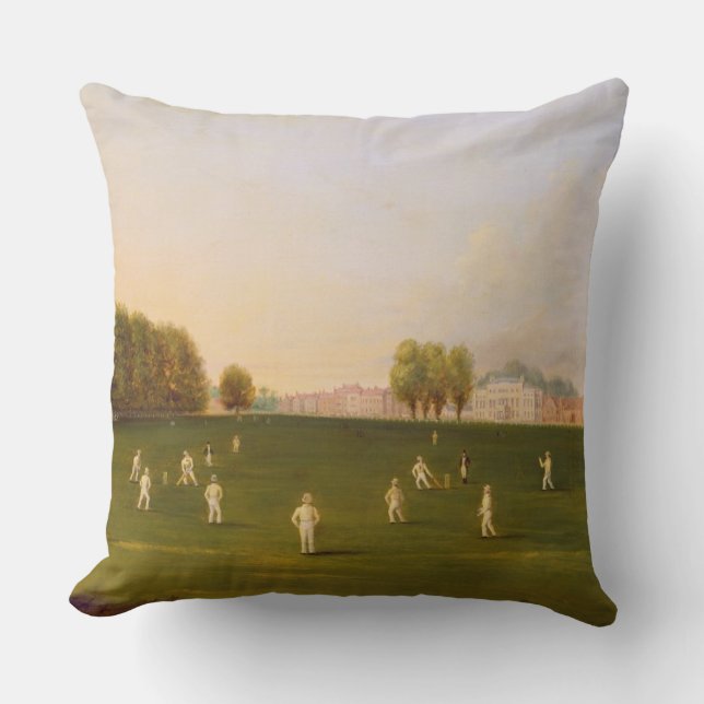 Coussin Le premier match grand du cricket a joué par des (Recto)
