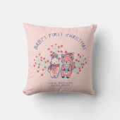 Coussin Le premier Noël de bébé, amis de la forêt (Recto)