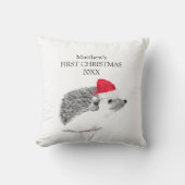 Coussin Le premier Noël de bébé Hérisson Forêt Garçon (Recto)