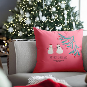 Coussin Le premier Noël de bébé - joli duo de bonhomme de