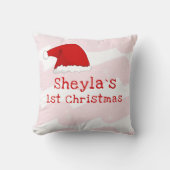 Coussin Le premier Noël du Père Noël Feu de neige rose (Recto)