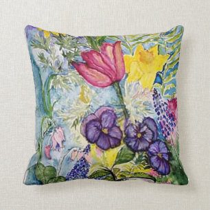 Coussin Le ressort fleurit des pastels de jonquille de